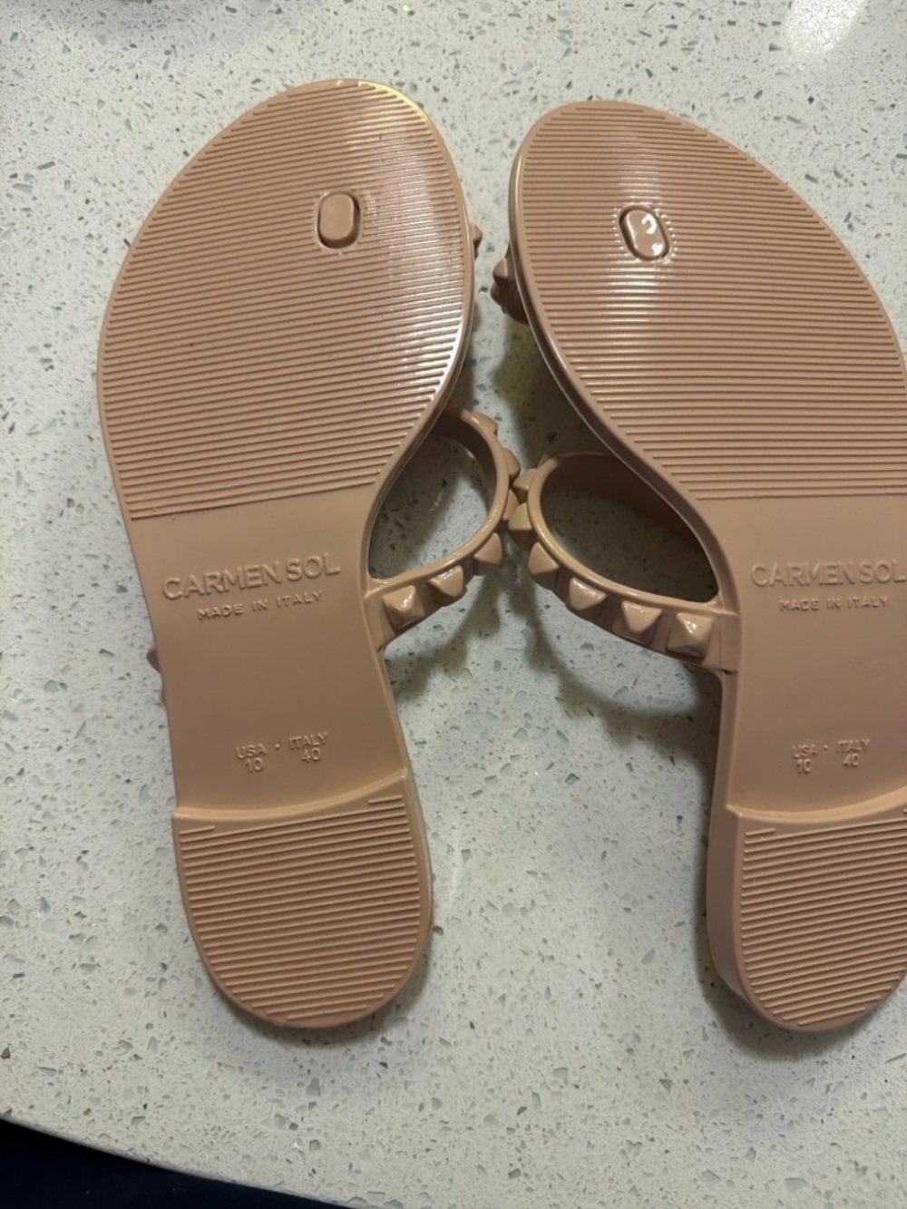 New Carmen Sol Maria Matte Jelly Studded Sandals Blush Nude Size 10 - Picture 4 of 4